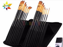 15pc/set high quality Artist Paint Brush Set Nylon Hair Watercolor Acrylic Oil Painting Brushes Drawing Art Supplies canvas bag 2024 - buy cheap