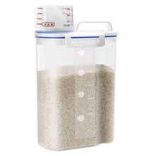 Contenedor de almacenamiento de cereales y arroz, dispensador de arroz pequeño de plástico con taza medidora, hermético y seco 2024 - compra barato