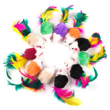 Juguetes de ratón falso para gatos, Mini Juguetes Divertidos para jugar con plumas de colores, de felpa, de vellón suave, 10 piezas 2024 - compra barato