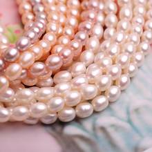 Cadena de perlas sueltas reales con forma de arroz Natural de agua dulce, 8-9mm, 10 unids/lote 2024 - compra barato
