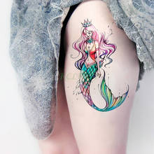 Waterproof Temporary Tattoo Sticker Colorful Crown Mermaid Arm Leg Tatto Flash Tatoo Fake Tattoos For Men Women 2024 - buy cheap