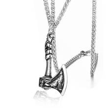 Colgante de hacha de lobo celta vikingo Vintage de acero inoxidable, collar, regalo de joyería para él con cadena 2024 - compra barato
