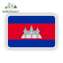 EARLFAMILY 13cm x 8.7cm For Cambodia Flag Caricature Sticker Decal Occlusion Scratch Custom Printing Suitable For VAN RV 2024 - buy cheap