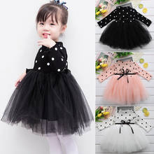 Vestido de princesa de manga larga para niña recién nacida, ropa para niña pequeña, vestido de baile de lunares, vestidos de fiesta, vestido de niña de 0 a 4 años 2024 - compra barato