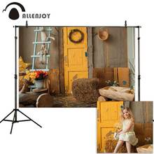 Allenjoy outono fotografia backdrops fazenda celeiro porta de madeira palha flor fundo para photo studio vinil photophone wallpapers 2024 - compre barato