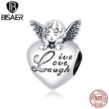 BISAER-Cuentas de Ángel de Acción de Gracias, colgante de dijes de plata esterlina 925, compatible con Pulsera Original, collar, fabricación de accesorios DIY 2024 - compra barato