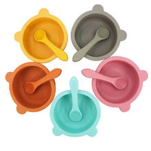 Chenkai recipiente de alimentação para bebês, conjunto de 1 colher em 9 cores com formato de urso de silicone antirflip e à prova d'água 2024 - compre barato