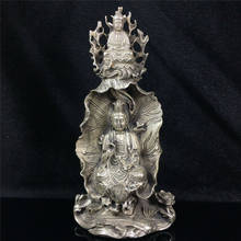 5.12"Collection Chinese White copper Handmade Kwan-yin Bodhisattva Buddha statue 2024 - buy cheap