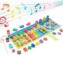 Montessori educational Wooden Toys for Kids Montessori Board Math Fishing Knocking Piano Toys wooden toys for baby 1 2 3 4 Years 2024 - buy cheap