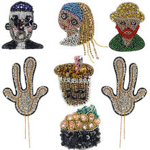 Beaded Accessories Man Beauty Girl Bear Patch Juice Cake Rhinestones Sequin Craft Applique Sewing for Shoes Bags 2PC TH2153 2024 - buy cheap