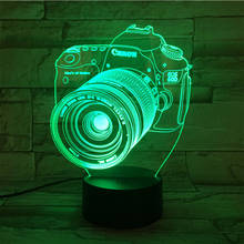 Lámpara LED con cámara 3D para decoración del hogar, luz nocturna con cambio de 7 colores para niños, dormitorio, mesa, escritorio, regalo, 198 2024 - compra barato