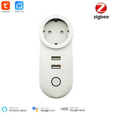 Tuya Smart Zigbee EU Plug APP Wireless Control Tuya Zigbee 3.0 EU Socket Alexa Echo Voice Control Dual USB Charging Google Home 2024 - buy cheap