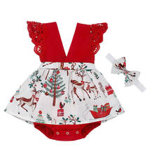 Fashion Christmas Baby Girl Infant Clothes Sleeveless Lace Jumpsuit Bodysuit+Headband 2 Piece Set Outfit Set 0-24M 2024 - buy cheap