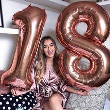 32/40 inch number gold silver rose gold gradient aluminum foil balloon birthday party wedding decoration number children balloon 2024 - buy cheap