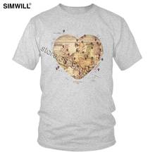 Camiseta manga curta masculina com estampa love to, camiseta de algodão macio com estampa de coração, camisa para o verão 2024 - compre barato
