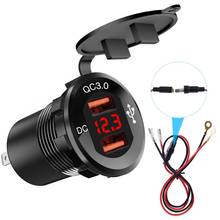 12V/24V Metal Waterproof Dual QC3.0 USB Fast Car Charger Power Outlet Voltmeter 2024 - buy cheap