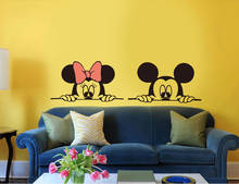 Disney-pegatinas de dibujos animados de Minnie para decoración de cabecera de habitación de niños, pegatinas de pared de fondo para sala de estar 2024 - compra barato