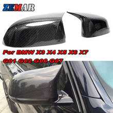 1 par Brilhante Preto/Branco Tampa Retrovisor de fibra de Carbono Side Mirror Capas Para BMW X3 G01 X4 G02 X5 G05 X6 G06 X7 G07 2018 2019 2020 2024 - compre barato