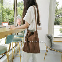 Женские сумки, Корейская нишевая дизайнерская шерстяная вязаная Складная Сумка-ведро с кулиской, модная художественная простая сумка-мессенджер через плечо, сумка для покупок 2024 - купить недорого