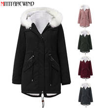 Winter Hooded White Fur Collar Fleece Parka Jacket Women Mid-long Windbreaker Warm Coat Femme Adjustable Waist Fashion Outwear 2024 - buy cheap