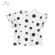 DBM17841 dave bella summer baby girls cute dots print T-shirt children tops kids girl fashion tees 2024 - buy cheap