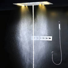 Panel de ducha LED de techo para baño, juego de cabezal de ducha de cascada con rociador de niebla, mezclador termostático, grifos de ducha de 380x700mm 2024 - compra barato