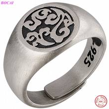 BOCAI S925 Sterling Silver Rings for Women Matte Process Auspicious Cloud Totem Opening Adjustable Pure Argentum Hand Jewelry 2024 - buy cheap