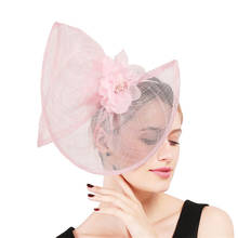 Chic Pink Big Derby Hats Women Sinamay Fascinator Wedding Hats Accessories with Nice Flower Headwear Female Occasion Headpiece 2024 - buy cheap