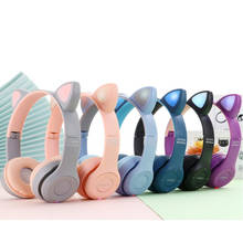Auriculares inalámbricos con Bluetooth para niños y niñas, audífonos con orejas de gato y cancelación de ruido, color rosa, coloridos, con micrófono 2024 - compra barato