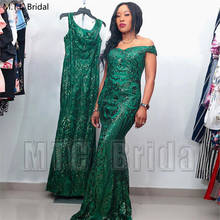 Green Shiny Sequin Mermaid Prom Dresses Long Off The Shoulder Plus Size Formal Dress Customize Wedding Party Evening Gowns 2024 - buy cheap