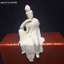 White Sitting position Guanyin statue，Modern art sculpture，Home decoration accessories，Desktop edge Ornaments，Gift figurines 2024 - buy cheap