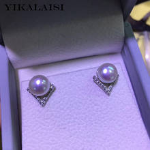 YIKALAISI 925 Sterling Silver Jewelry Pearl Earrings 2019 Fine Natural Pearl jewelry 8-9mm stud Earrings For Women wholesale 2024 - buy cheap