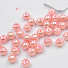 Fltmrh 20 pçs 6mm de vidro redondo rosa imitação pérola grânulos para moda pulseiras & colares que fazem accessorie 2024 - compre barato
