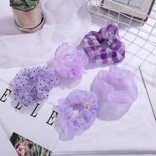 Soft Chiffon Women Hair Scrunchie Elastic Hair Bands Christmas Stretchy Hair Ties Ponytail Purple Solid Color Accessories 2024 - buy cheap