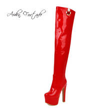 Arden Furtado moda mujer zapatos invierno Stilettos tacones cremallera plataforma sobre la rodilla muslo botas altas rojo blanco botines 48 2024 - compra barato