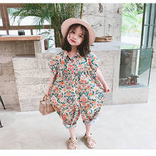 Mono con estampado Floral para niña, peto para niña, pantalones bombachos, traje coreano, novedad de verano 2024 - compra barato