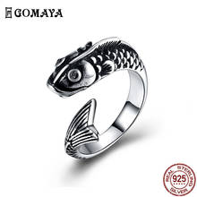 GOMAYA 316L Stainless Steel Fish Rings For Men Black Flat Ring Personality Vintage Style Anniversary Fashion Jewelry Hot Sale 2024 - buy cheap