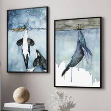 Whale Shark Ship Abstract Landscape Canvas Painting Nordic Posters and Prints Wall Art Pictures for Living Room Home Decoration 2024 - buy cheap