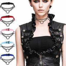 Collar de sirvienta de hip hop para mujer, gargantilla de cuero gótica Punk, cadena de Metal, Collar redondo, joyería 2021 2024 - compra barato