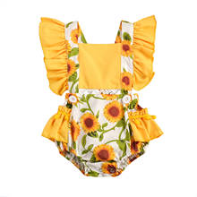 FOCUSNORM Newborn Baby Girls Bodysuits Sunflowers Print Ruffles Short Sleeve Backless Jumpsuits 0-24M 2024 - buy cheap
