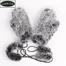 New Knitted Real Fur Women Mittens Women Elastic Handmade Knit Real Rex Rabbit Fur Gloves Winter Natural Rex Rabbit Fur Glove 2024 - buy cheap