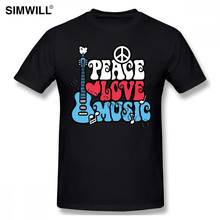 Camiseta de manga corta para hombre, camisa con estampado de música de amor de la paz en rojo, blanco y azul, cuello redondo, de algodón suave, ajustada, guitarras, Merch 2024 - compra barato