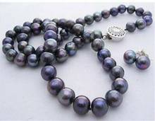 Long 18"  8-9mm Natural Black Akoya Cultured Pearl Necklace 2024 - buy cheap