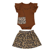 Citgeett Summer Infant Baby Girls Two-Piece Suit Flying Sleeve Romper and Leopard Print Skirt Birthday Party Clothes Set 2024 - buy cheap