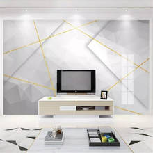 Papel de parede personalizado, moderno, minimalista, 3d de linhas geométricas, plano de fundo de tv, parede de sala de estar, quarto, papel de parede 2024 - compre barato