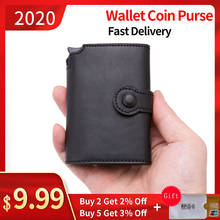 BISI GORO 2021 Men Button Credit Card Holder High Quality Metal Aluminum Auto Pop-up RFID ID Card Case Black Wallet Coin Purse 2024 - buy cheap