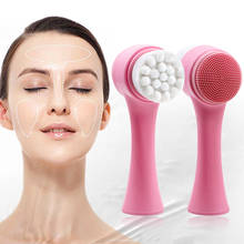 Escova de limpeza facial portátil de silicone, dupla face, remoção de cravos, massagem, produto de lavagem facial tslm1 2024 - compre barato