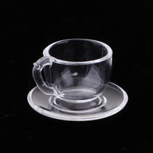 1/12 Acrylic Coffee Cup Tea Cup with Saucer Transparent Dollhouse Miniature Tableware Accessory for Dollhouse 2024 - buy cheap
