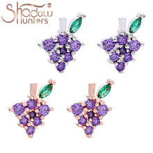 SHADOWHUNTERS Real 925 Sterling Silver Fruit Earrings Purple Crystal Grape Stud Earrings Statement Piercing For Women Jewelry 2024 - buy cheap
