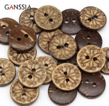 50pcs/lot Round Natural Coconut 2 holes Buttons Unique Design Wooden Button Accssories Sewing Button (ss-904) 2024 - buy cheap